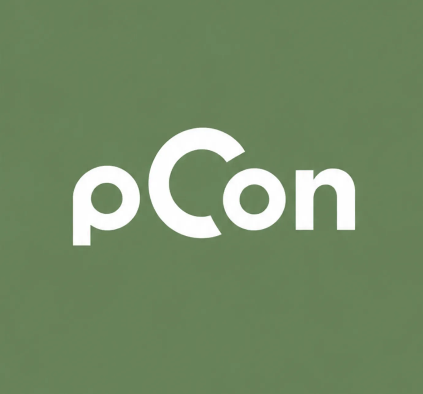 Minimalist pCon-logotyp på beige och grönt