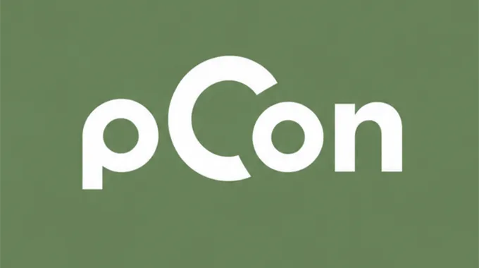 Minimalist pCon-logotyp på beige och grönt